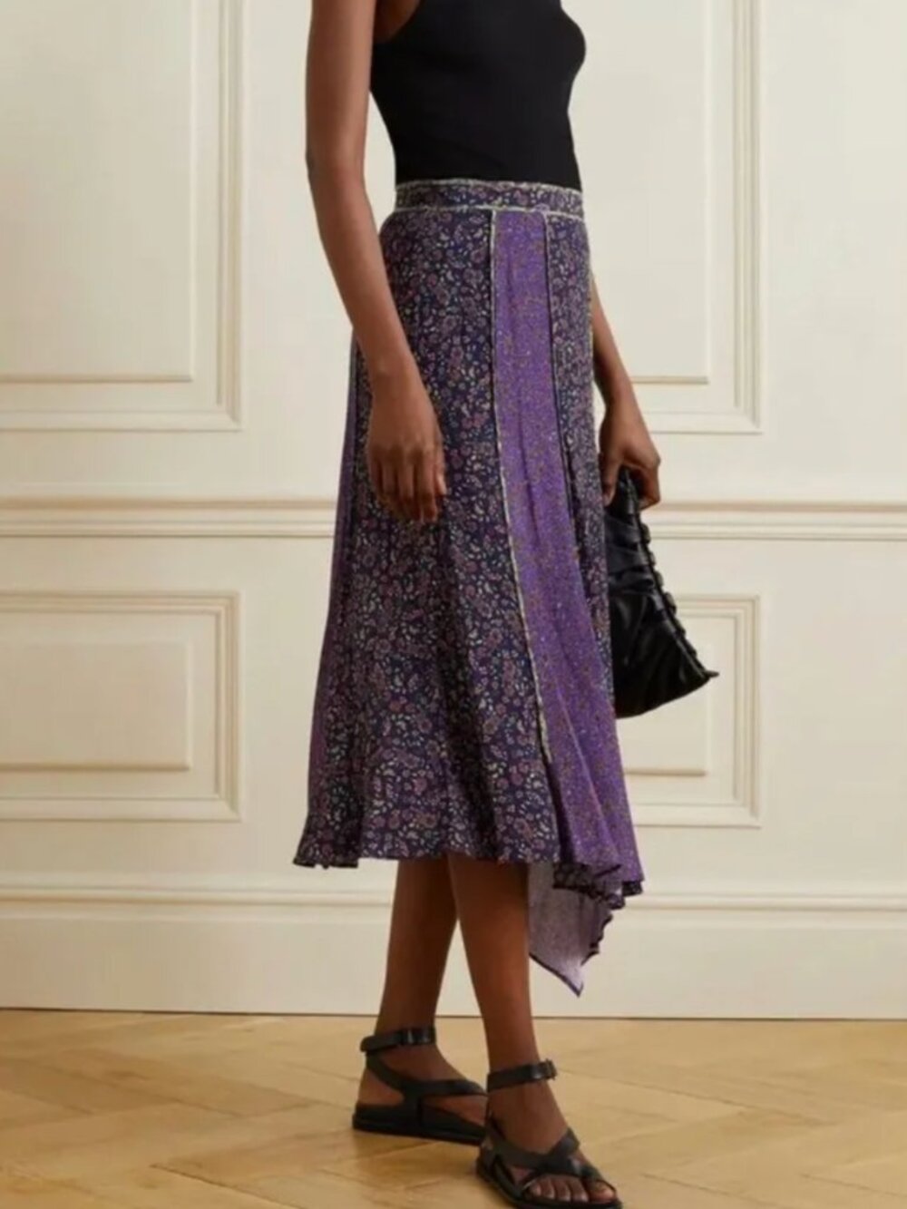 NWT Veronica Beard Pascoe Asymmetric Paneled Floral Print Midi Skirt Sz 2